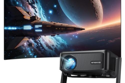 Proyector【±360° Rotación/Auto Keystone/Enfoque Remoto】 WiFi6 Bluetooth Proyector Portatil 1080P HD Función Zoom con Soporte Desmontable Mini Proyector para iOS/Android