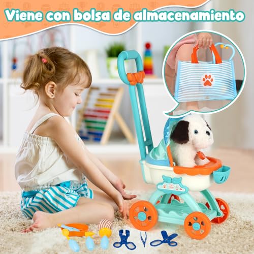 Lehoo Castle Maletin Medicos Juguete, Veterinario Juguete con Cochecit de Juguete, Kit Medico Infantil con Perro de Peluche, Doctora Juguetes, Juguetes Niña 3 Años - Imagen 7