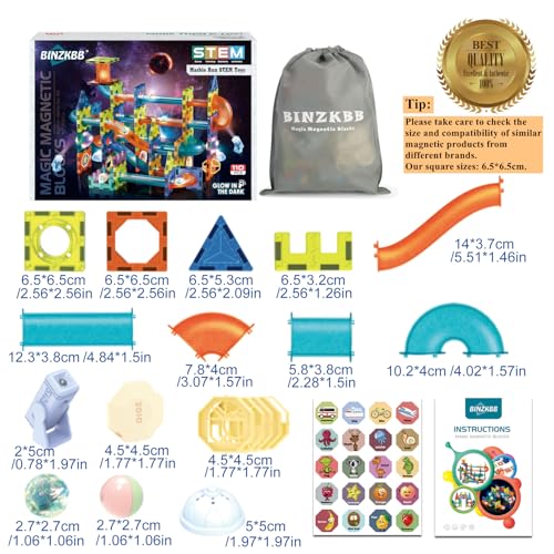 BINZKBB Bloques de Construcción Magnéticos 3D para niños,Juegos Educativos Creativos Stem,Juguetes Imanes para Niños Niñas de 5 6 7 8 9 10+Años Regalos(110 Piezas) - Imagen 7
