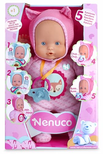 Nenuco - Muñeco, Blandito 5 Funciones, Color Rosa (Famosa 700012664)