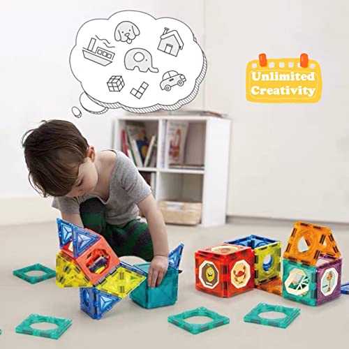 BINZKBB Bloques de Construcción Magnéticos 3D para niños,Juegos Educativos Creativos Stem,Juguetes Imanes para Niños Niñas de 5 6 7 8 9 10+Años Regalos(110 Piezas) - Imagen 6