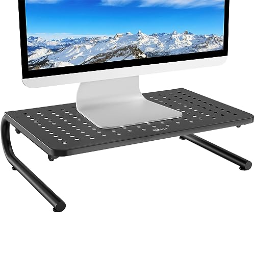 WALI Soporte para Monitor, Elevador Monitor de Metal con Diseño de Ventilación, Soporte Pantalla Ordenador para Monitores, Ordenador Portátiles, Impresoras, Capacidad de hasta 20 kg, Negro