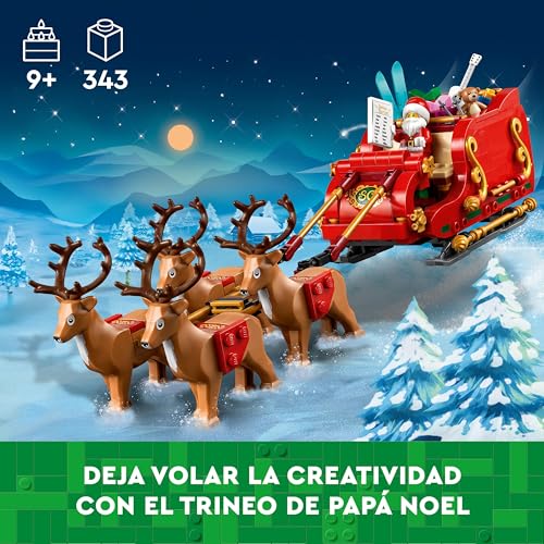 LEGO Trineo de Papá Noel Decorativo de Navidad para Dormitorio o Salón, Juguete de Construcción con Minifigura y Figuras de Renos, Regalo Navideño para Niños y Niñas de 9 Años o Más 40499 - Imagen 3