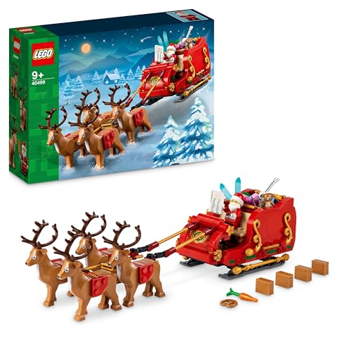 LEGO Trineo de Papá Noel Decorativo de Navidad para Dormitorio o Salón, Juguete de Construcción con Minifigura y Figuras de Renos, Regalo Navideño para Niños y Niñas de 9 Años o Más 40499