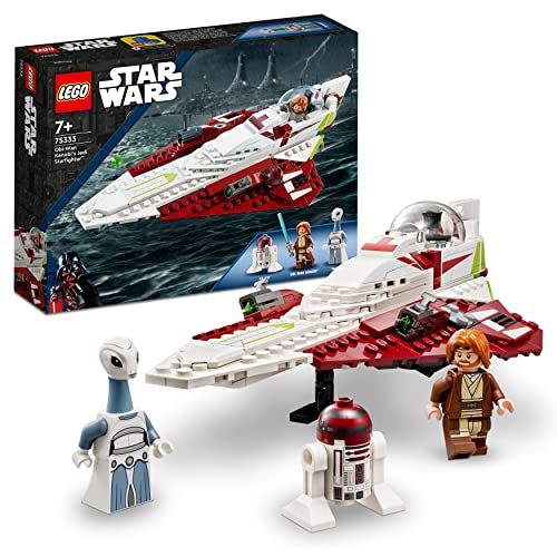 Lego Star Wars Caza Estelar Jedi de OBI-WAN Kenobi, Nave de Juguete de Construcción, Regalo para Niños y Niñas de 7 Años o Más, Droide R4-P17, Taun We y Espadas Láser 75333
