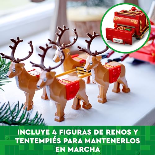 LEGO Trineo de Papá Noel Decorativo de Navidad para Dormitorio o Salón, Juguete de Construcción con Minifigura y Figuras de Renos, Regalo Navideño para Niños y Niñas de 9 Años o Más 40499 - Imagen 6